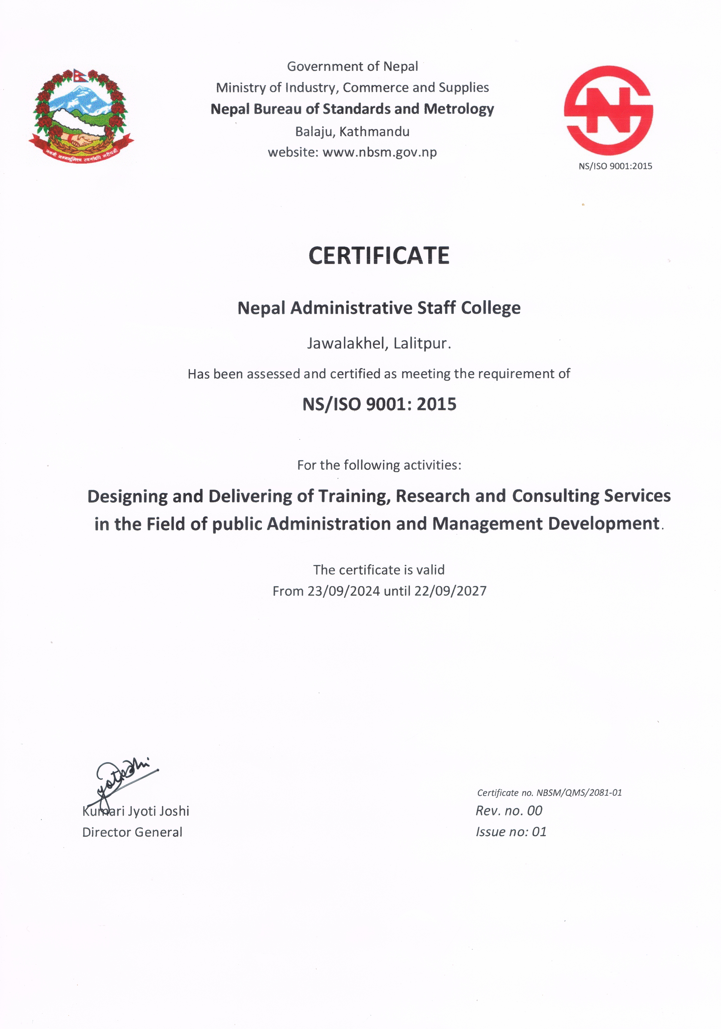 ISO Certificate